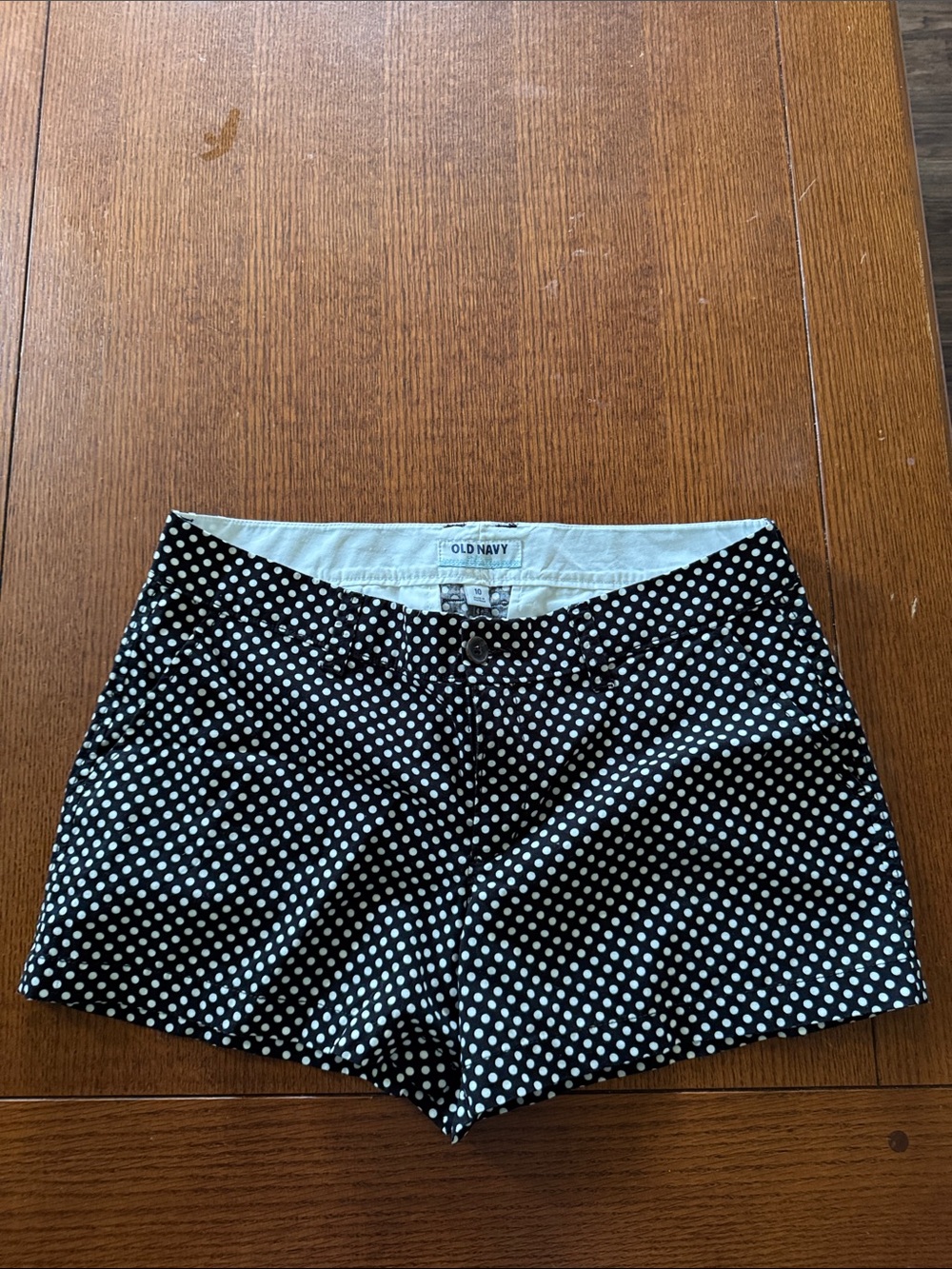 Old Navy Black & White Polka Dot High-Waist Shorts